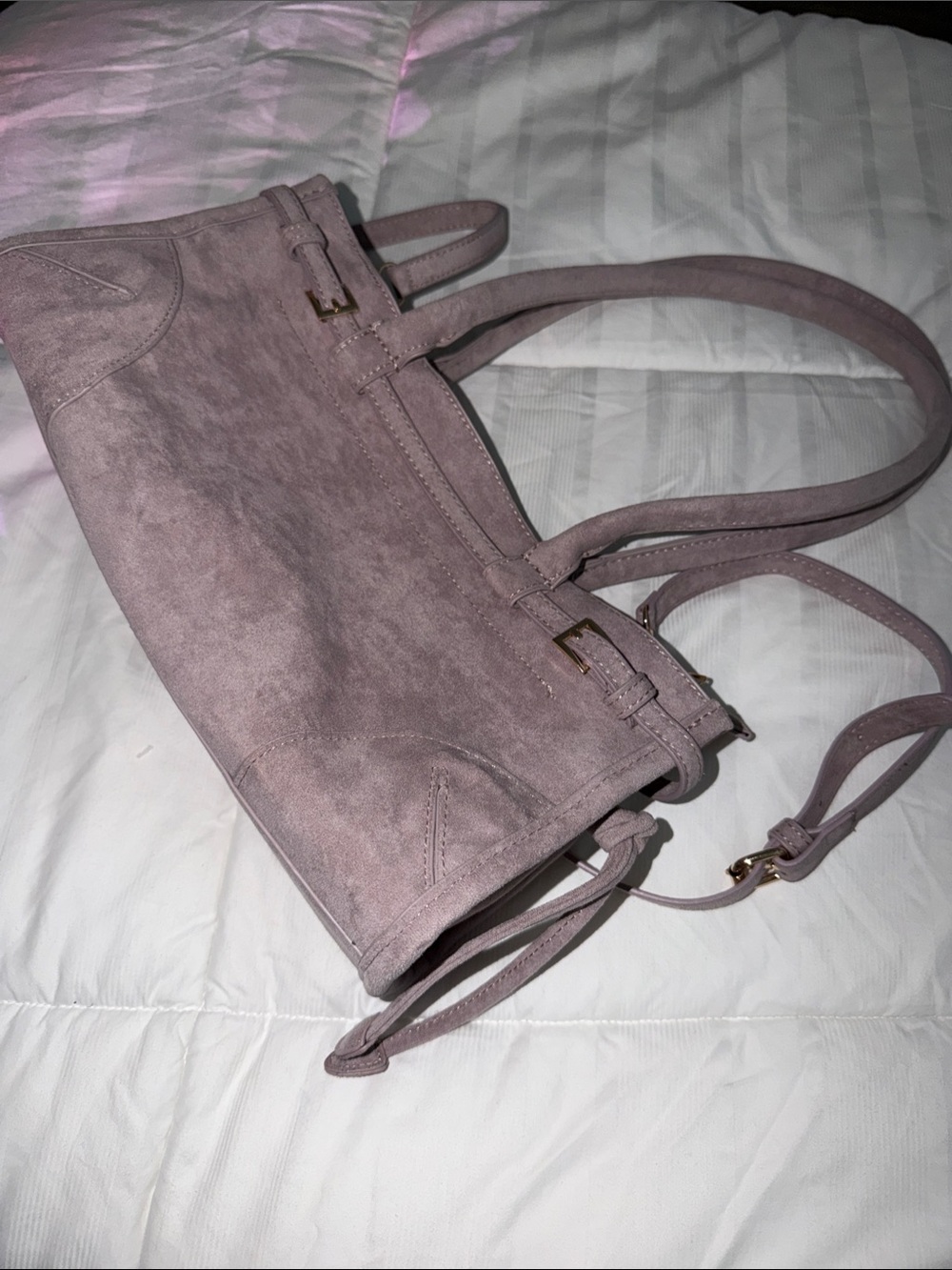Anthropologie Mauve Pink Suede Shoulder Bag